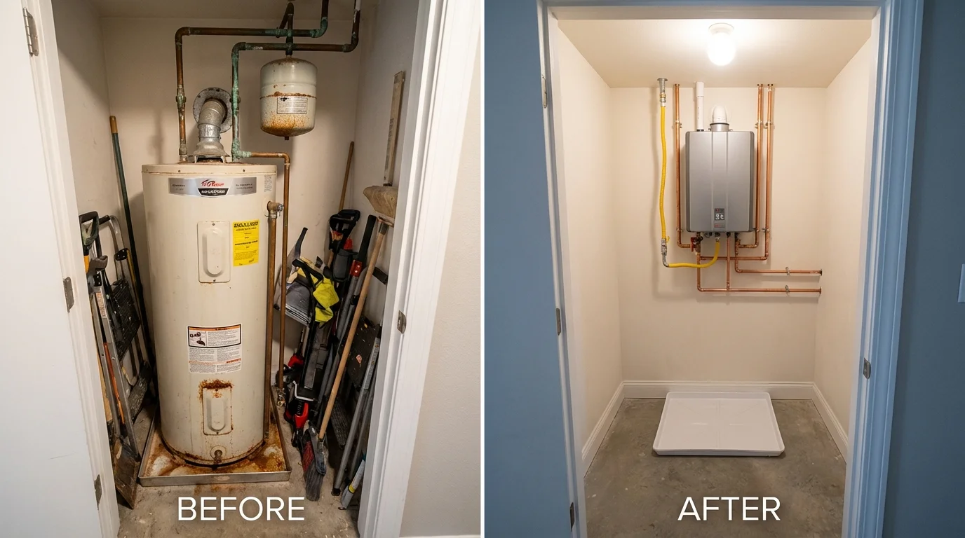 Tank water heater versus wall-mounted tankless unit comparison for Newport, AR homeowners